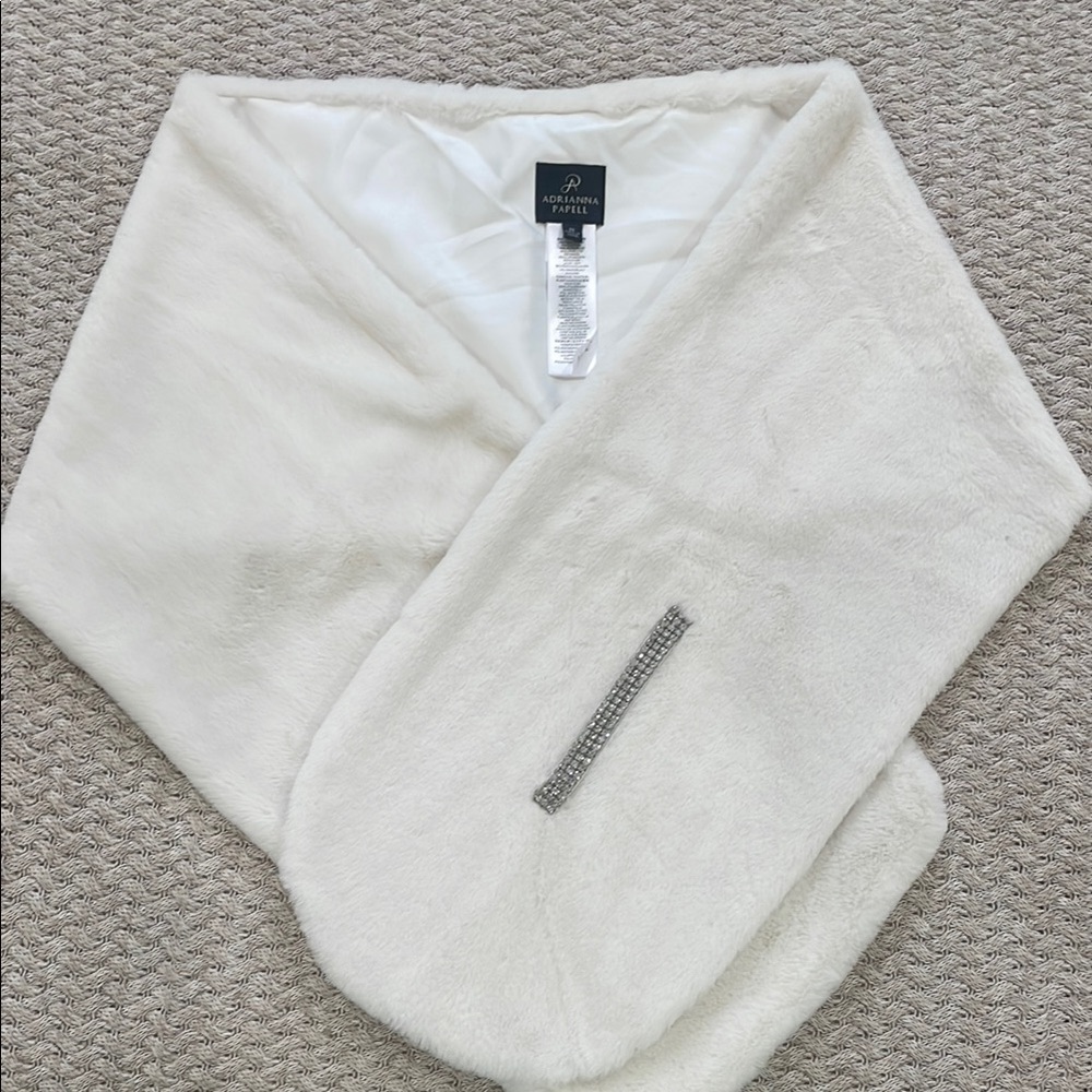 Adrianna Papell White Off the Shoulder Bridal Wrap